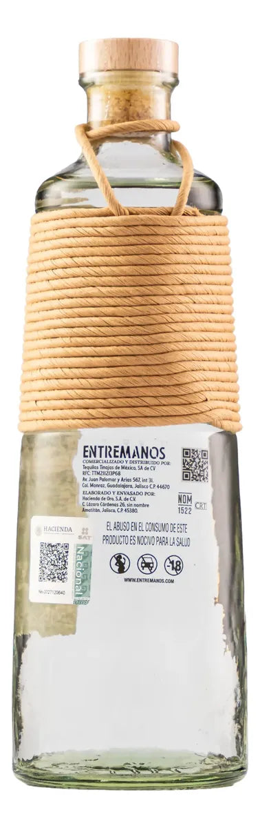 Entre Manos Blanco Tequila 700 ml 40% ABV