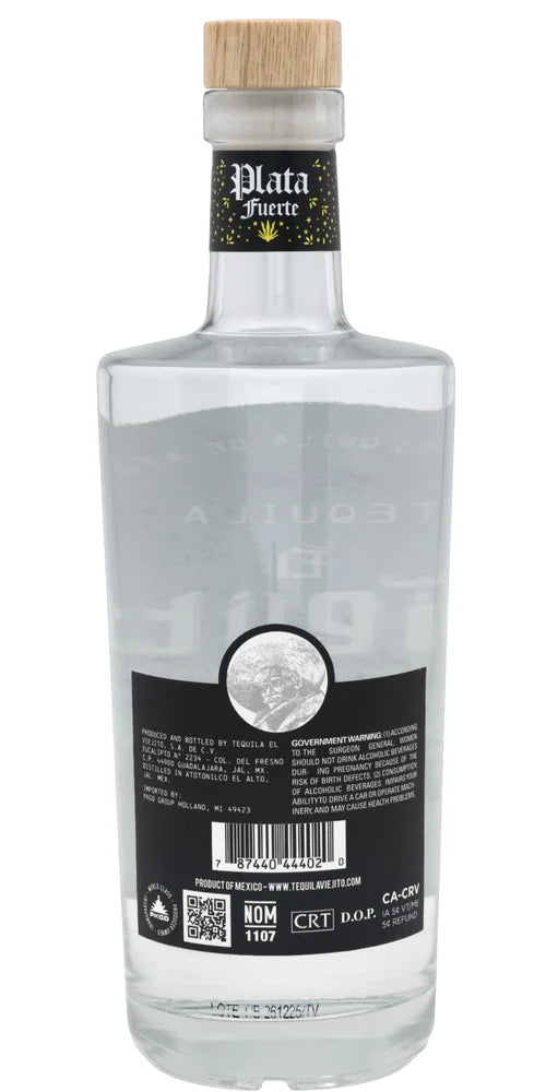 El viejito plata Fuerte 750 ml 50%ABV